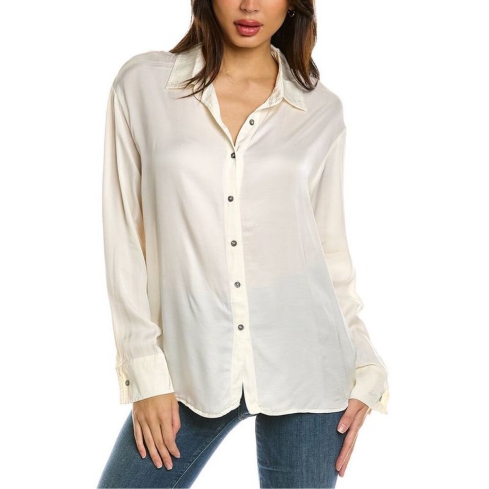 Michael Stars Darcy Button Shirt Satin‎ Size XS